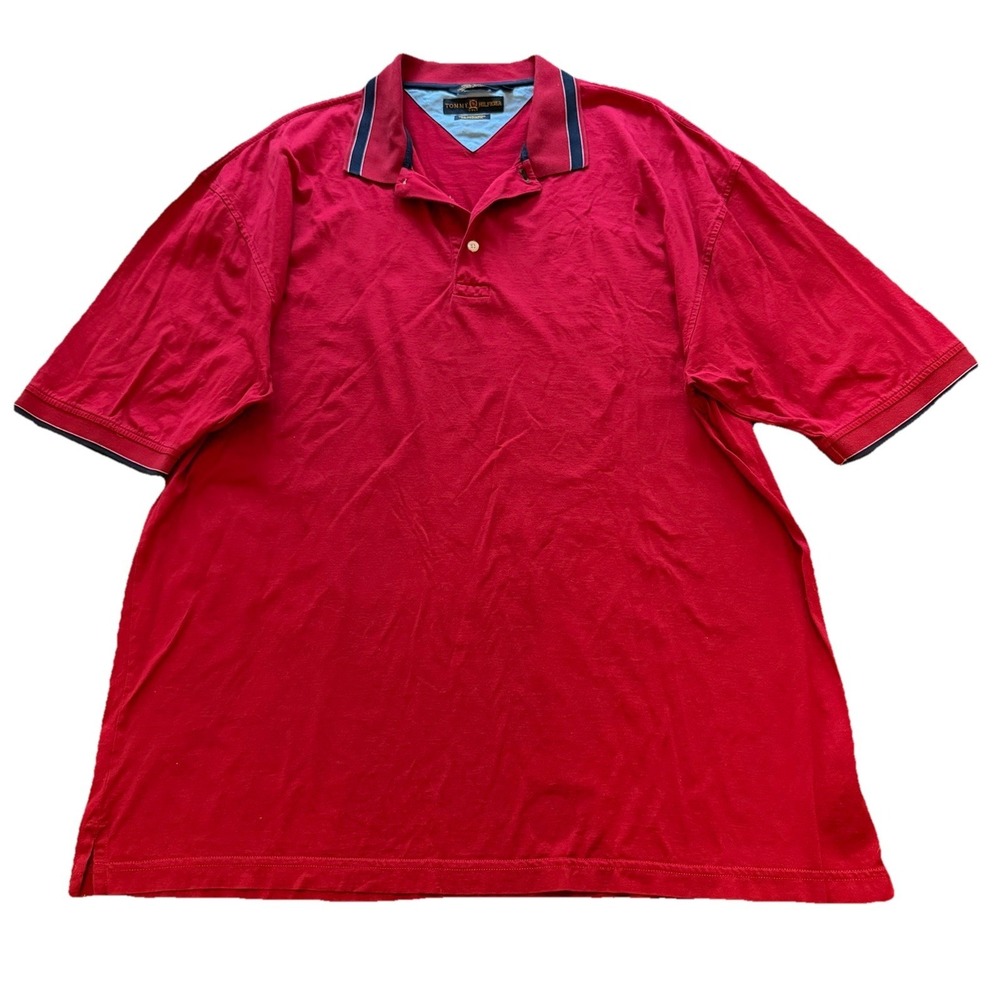 Tommy Hilfiger Polo Shirt Men Adult Size XXL Red 100% Mercerized Pima Cotton